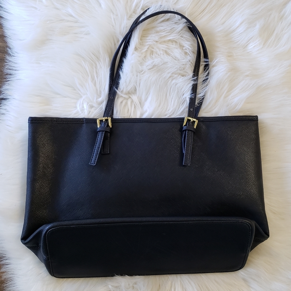 Michael Kors Jet Set Saffiano Black Leather Tote - Picture 3 of 8
